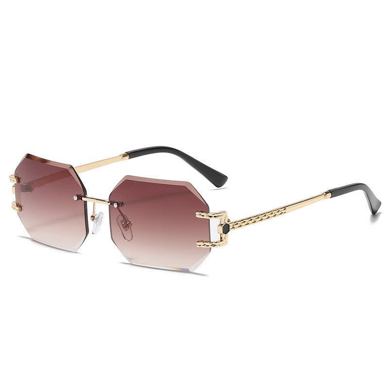 Luxury Rimless Geometric Sunglasses – ROSÉ