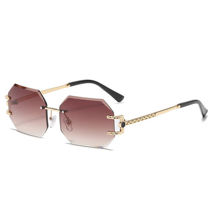 Luxury Rimless Geometric Sunglasses – ROSÉ