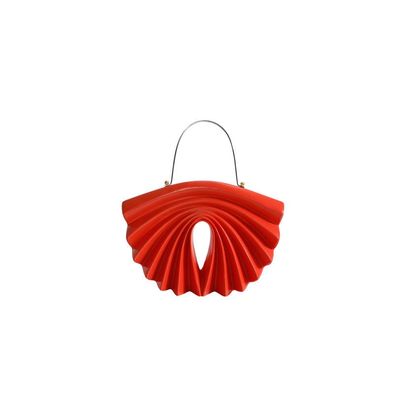 culpted accordion shell bag with metal top handle – LUCIDA