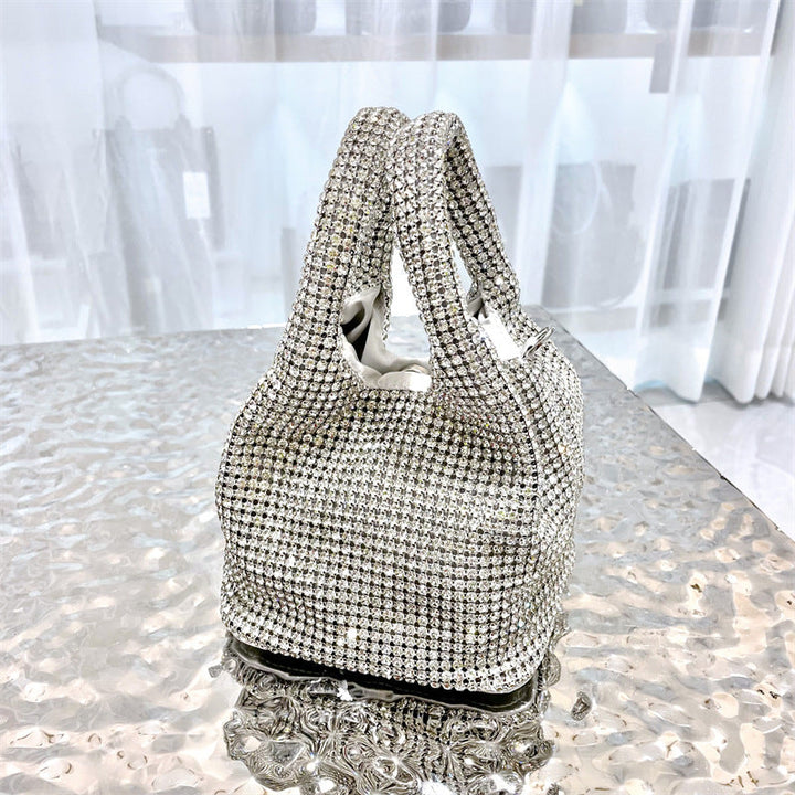 crystal-embellished knotted-handle evening bag - Eromidc