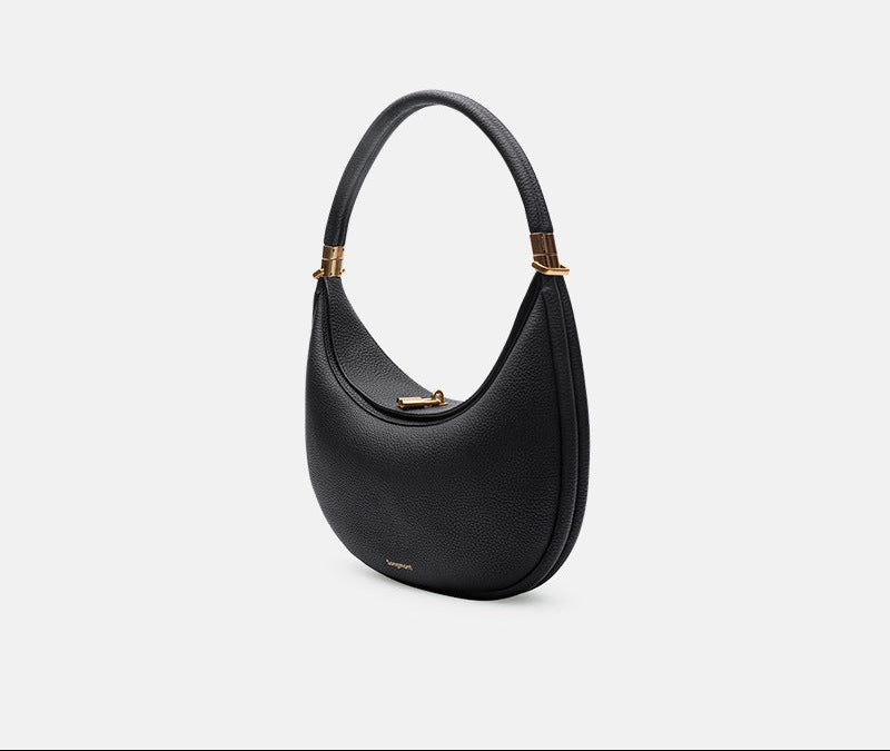 Sage Crescent Leather Shoulder Bag – LUCENZA