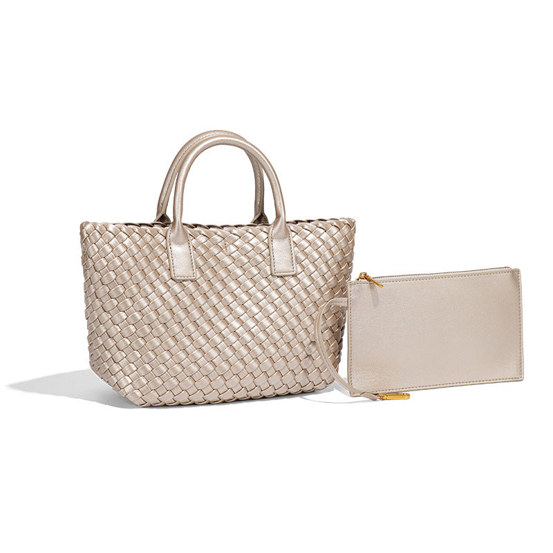 Woven Leather Tote Bag with Matching Wallet – ÉLORA