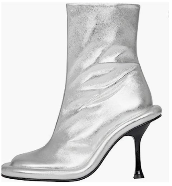 Denim Sculpted Heel Ankle Boots – INDIGO