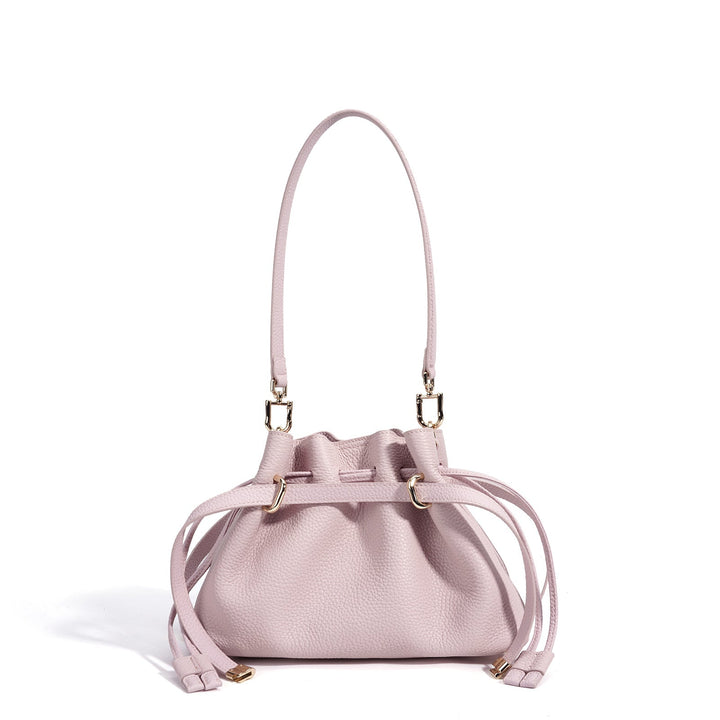 Taupe Drawstring Mini Bucket Bag – AVELINE
