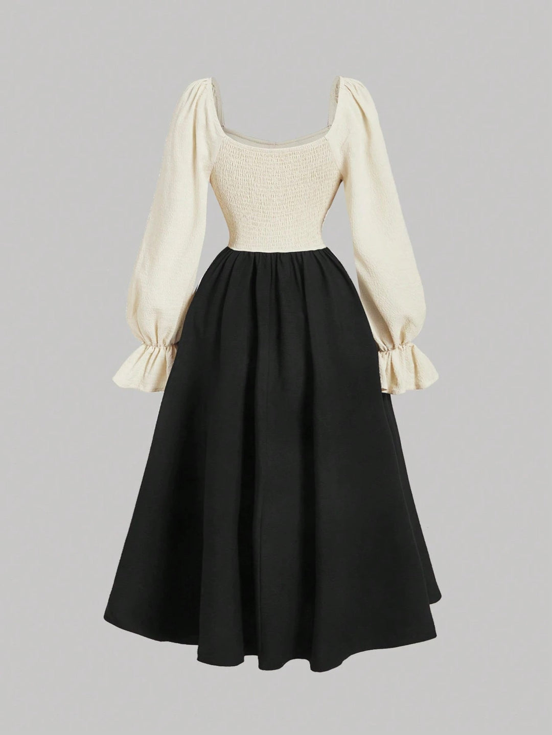corset-waist midi dress with puff sleeves – FLORENTIA