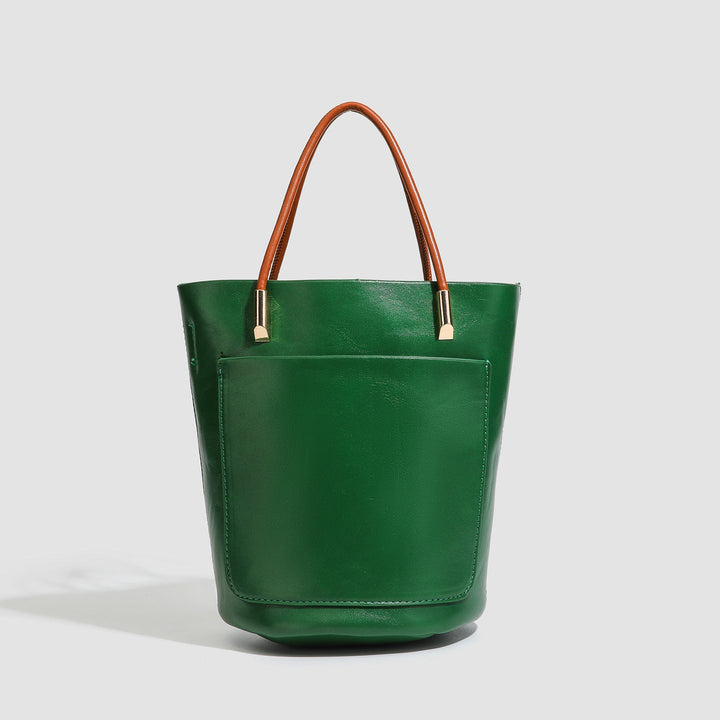 Minimalist Black Bucket Tote Bag -  Handbag