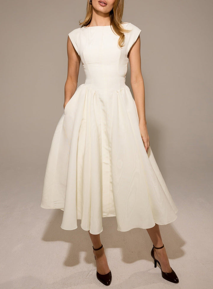 Pleated Backless Sleeveless Midi Dress