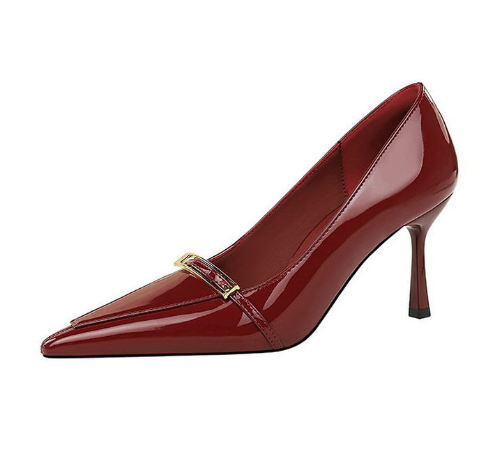 Patent Pointed Toe Buckle Stiletto Heels – ÉLISÉE