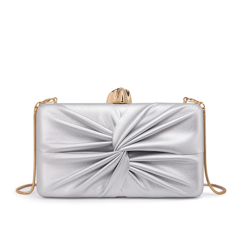 Silver Ruched Evening Clutch Bag – ÉTOILÉA