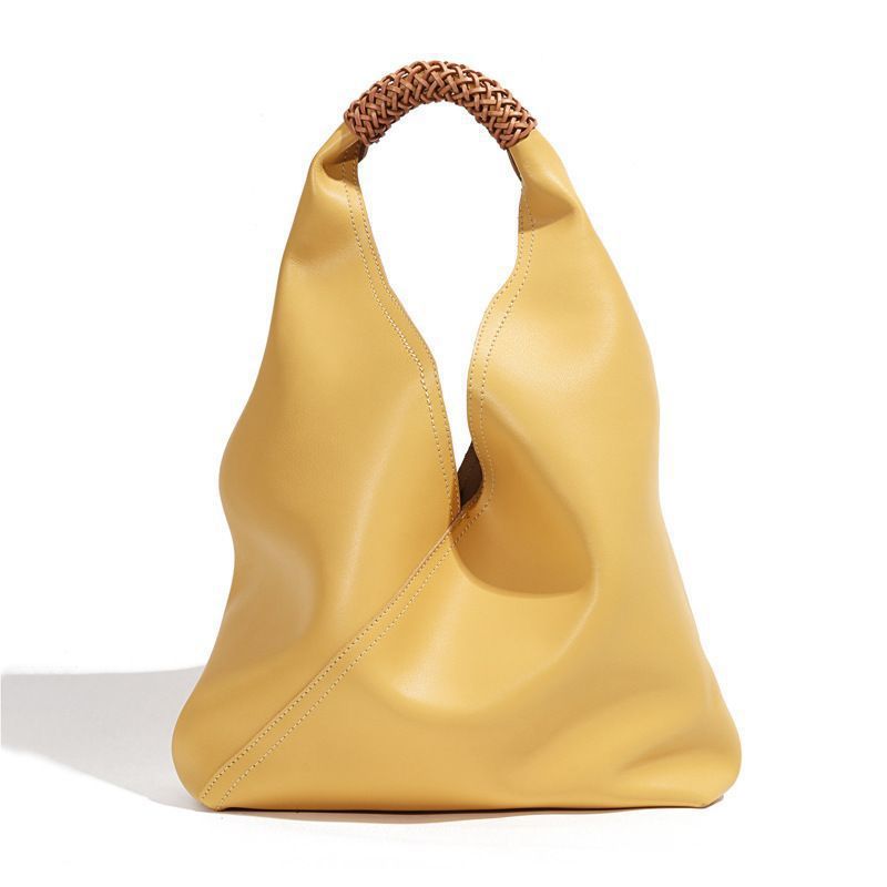 leather sculpted hobo bag with braided top handle – NYRA