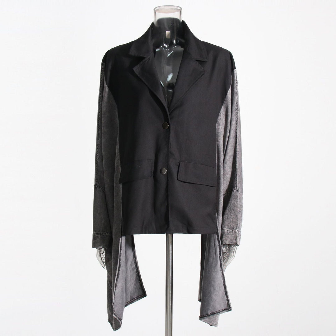 asymmetrical layered blazer with contrast sleeves – NOX