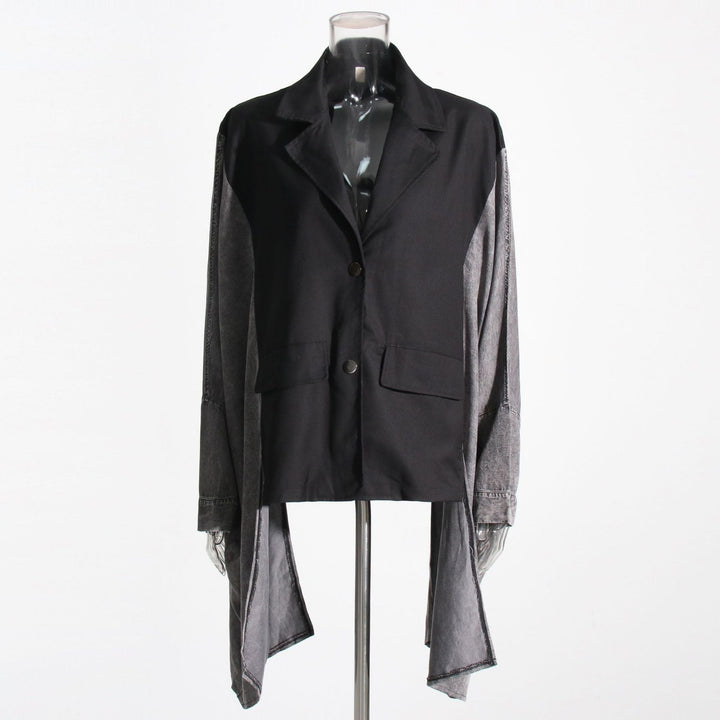 asymmetrical layered blazer with contrast sleeves – NOX