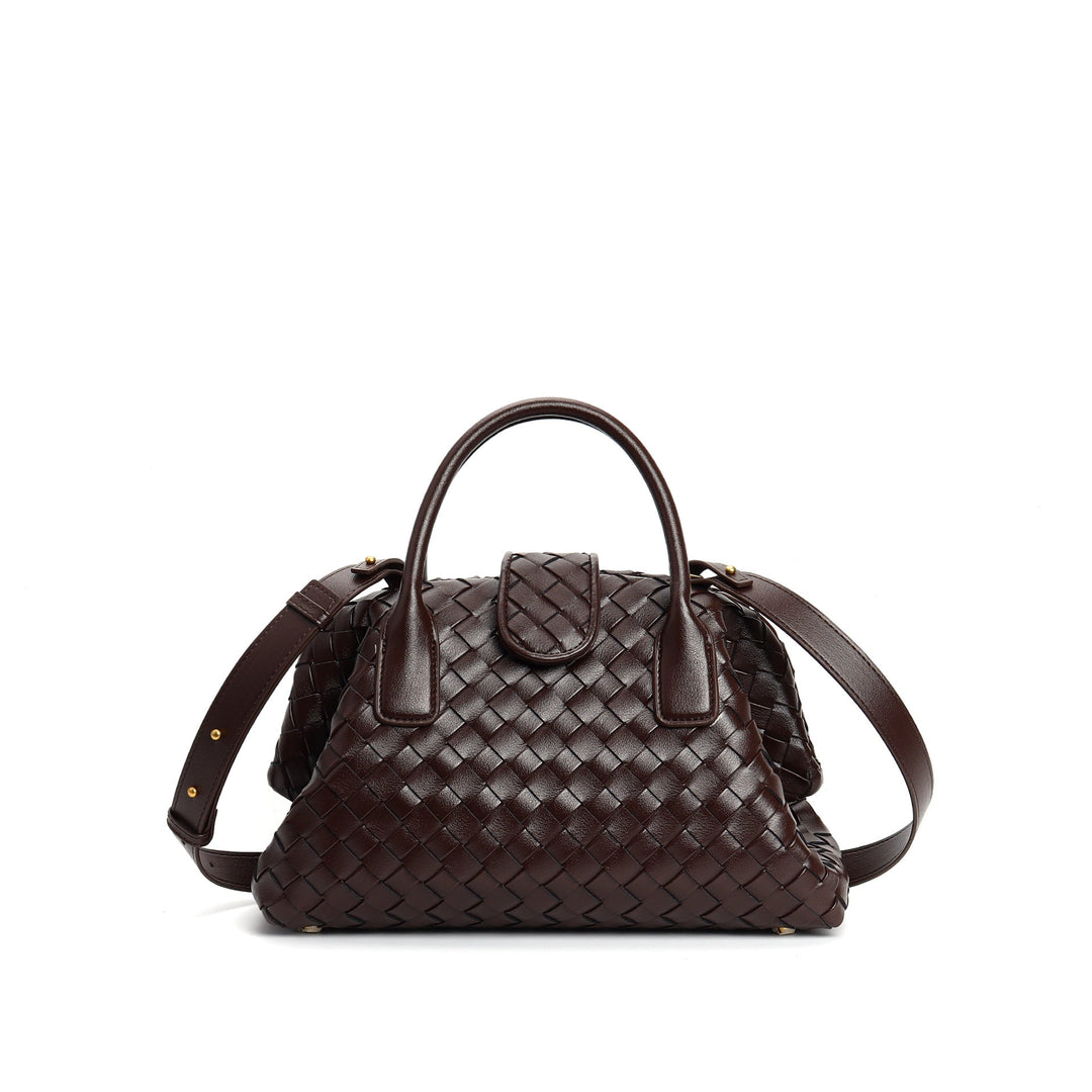 woven leather bag with magnetic flap - REINZA