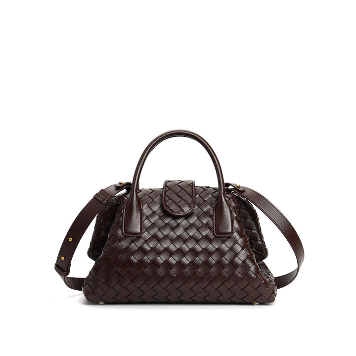 woven leather bag with magnetic flap - REINZA