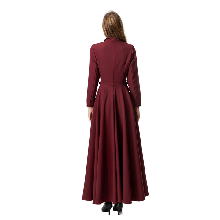 double-breasted crepe gown with 3D floral waist – ODD- MAURELLE