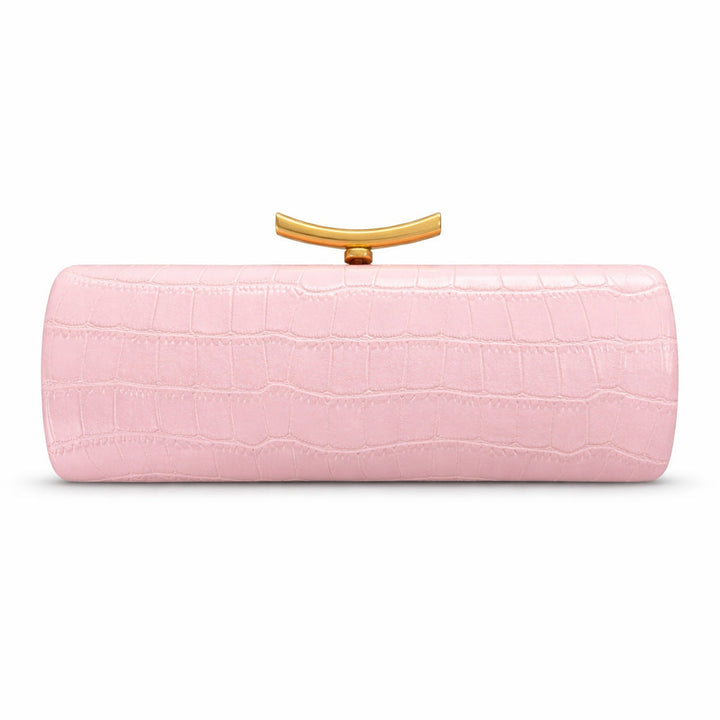 croc-effect cylinder clutch with gold chain – ARDEN