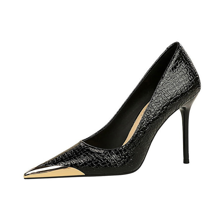 Croc-Embossed Pointed Toe Stiletto Heels – LUXE