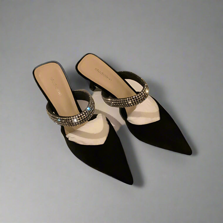 pointed-toe mule with rhinestone strap - LUNAZMU