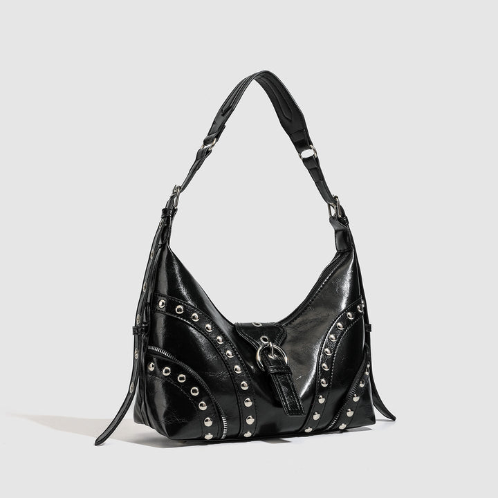 Vintage Studded Black Shoulder Bag -  Hobo