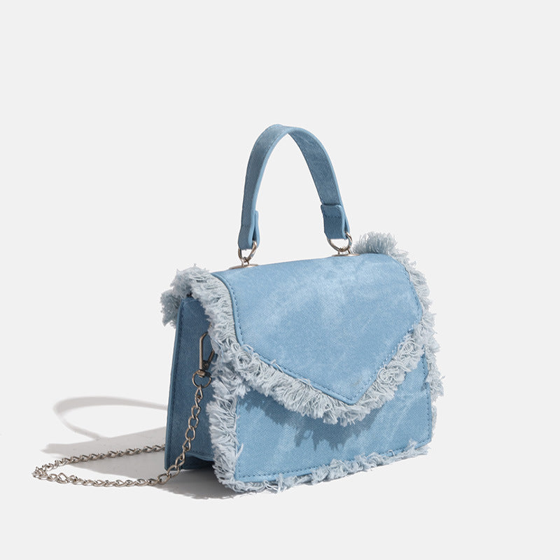Frayed Denim Mini Bag - AZULÉA