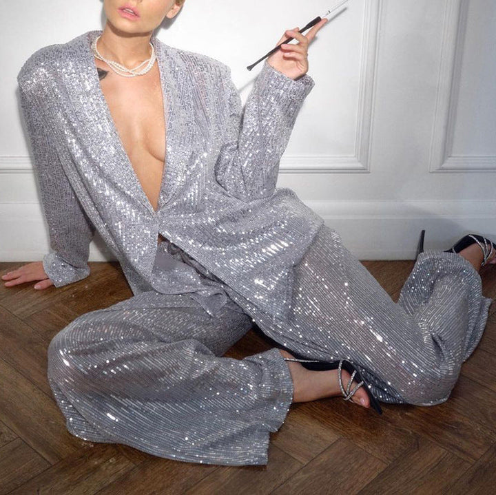 sequined oversized blazer suit – GURORA