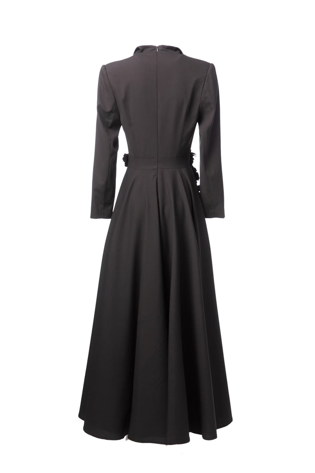 tailored double-breasted maxi dress with floral waist appliqué – ODD- ROSE
