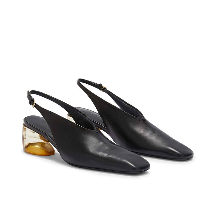 Metallic Sculpted Heel Slingback Flats – MODERNE