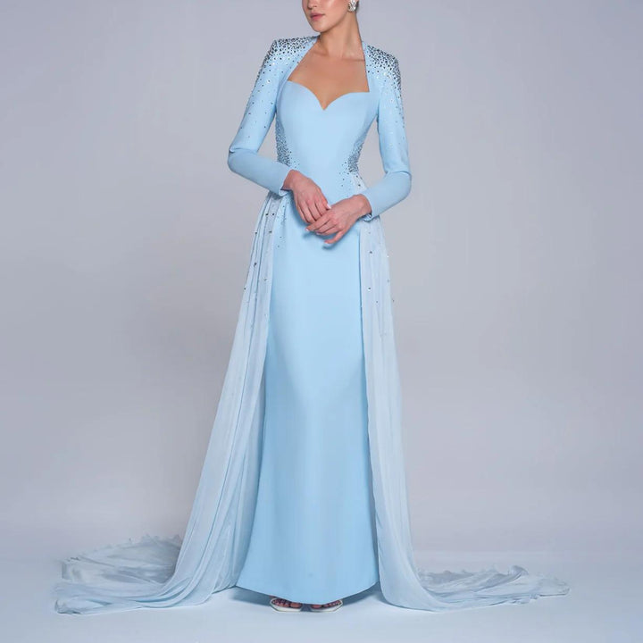 Blue embroidered dress with overskirt - ODD- Rody