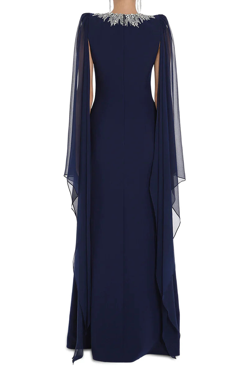 Embellished chiffon cape gown – Zelinda-1