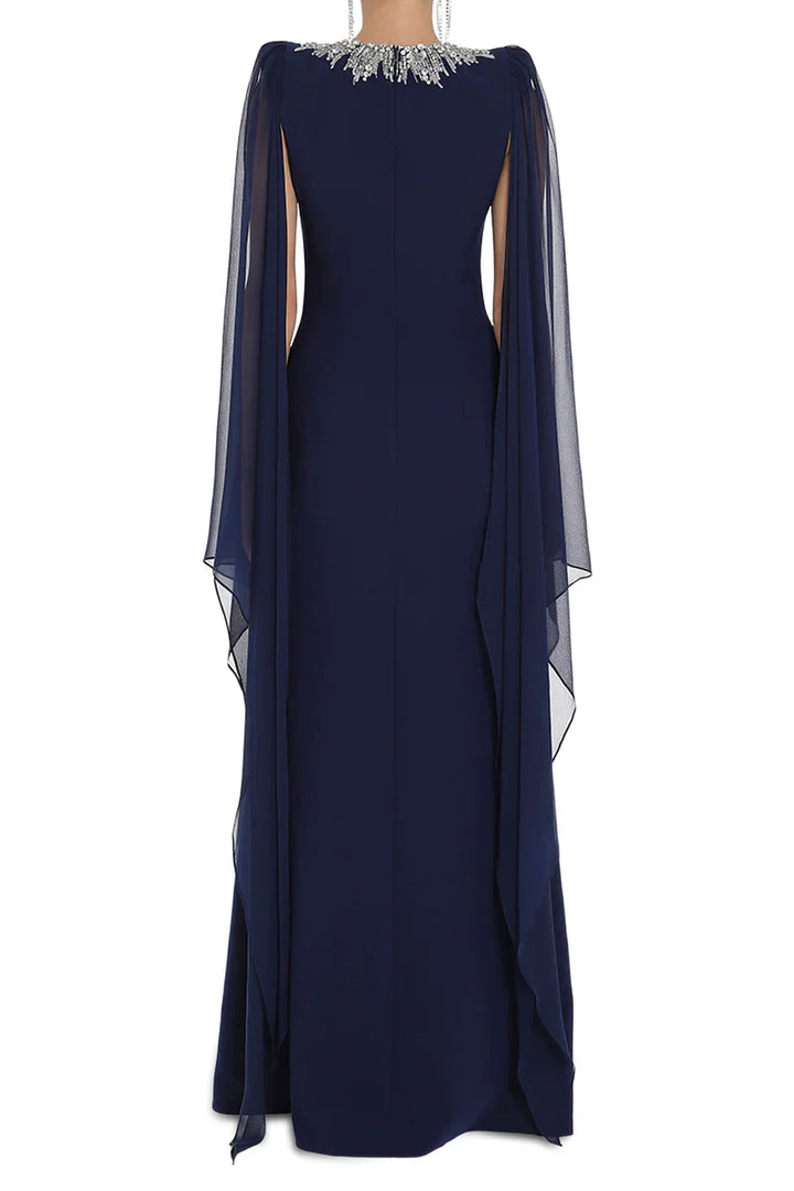 Embellished chiffon cape gown – Zelinda-1