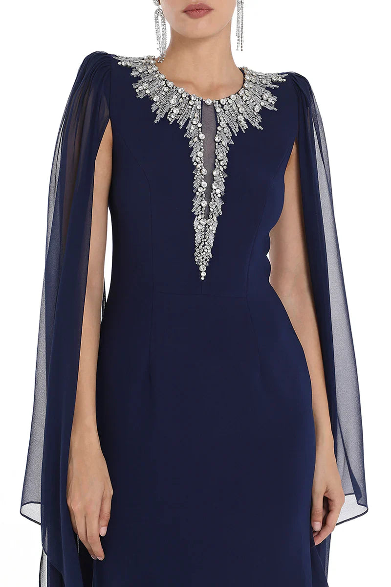 Embellished chiffon cape gown – Zelinda-1