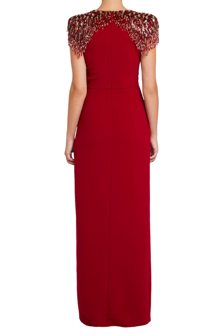 Beaded shoulder twist-front gown – Lorien-1
