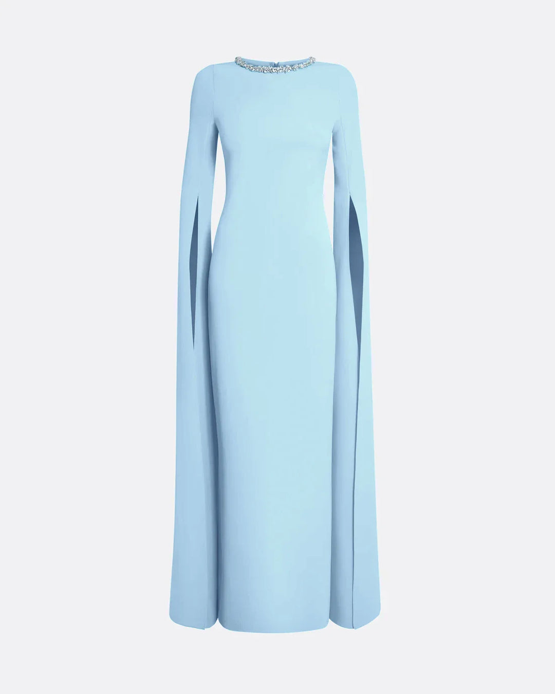 cape-sleeve gown with crystal neckline – CELESTE-1