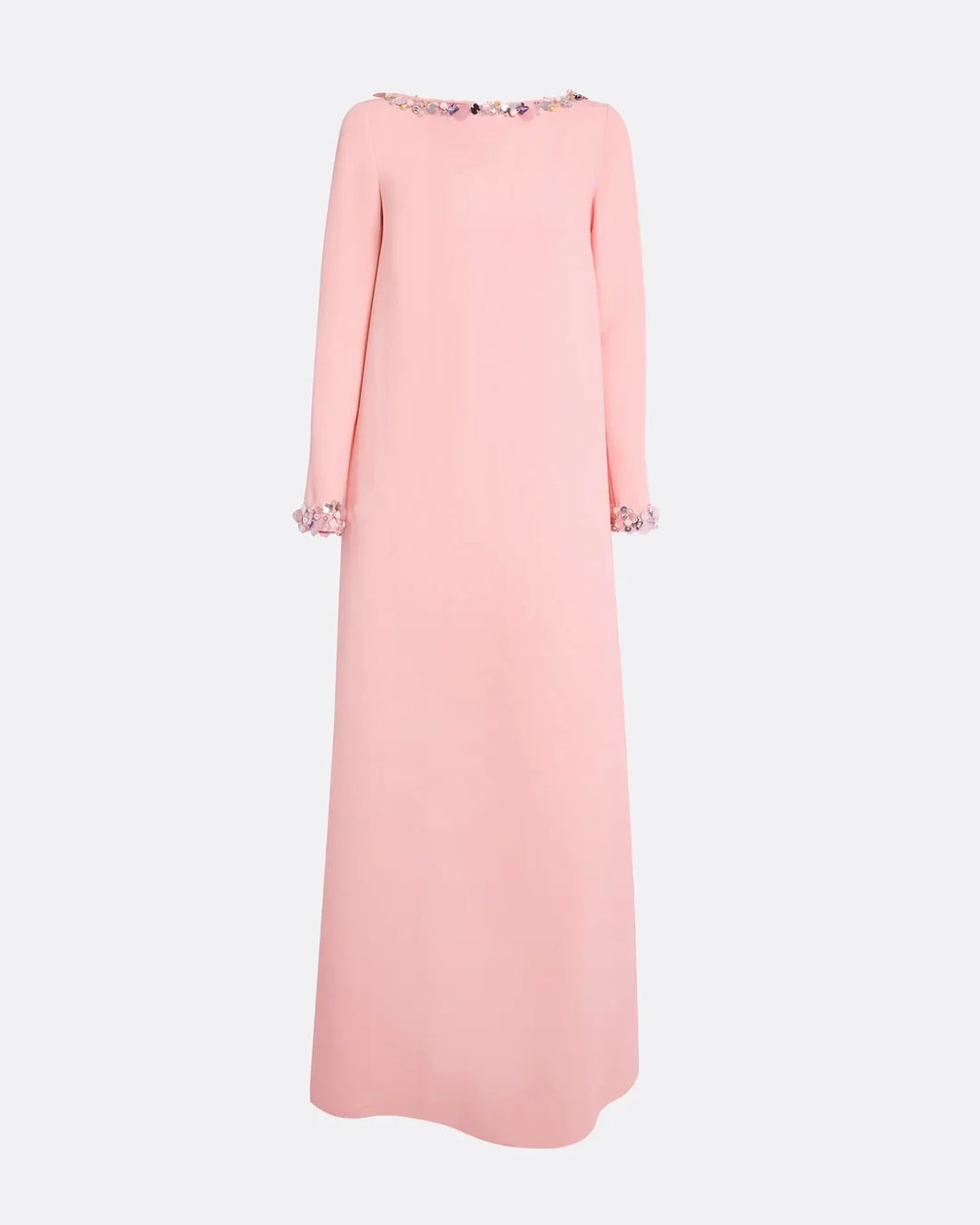 long-sleeve A-line gown with crystal-trimmed neckline – LUMINA