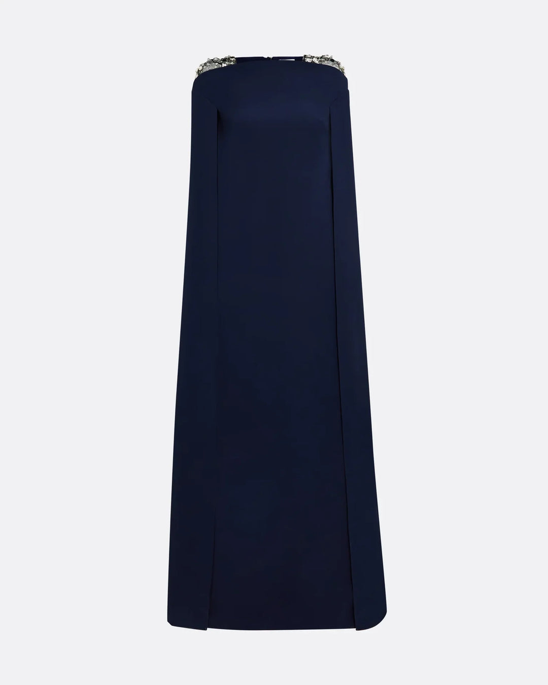 Sleeveless column dress with embellished shoulders and cape - Sophia-1