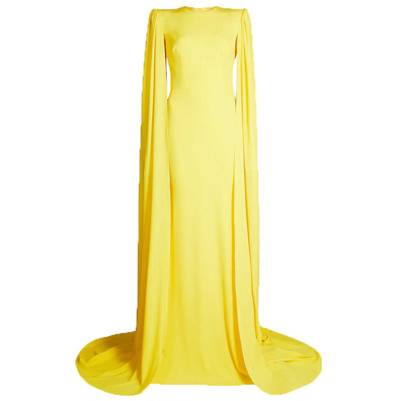 sleeveless column gown with floor-length cape – Tianna