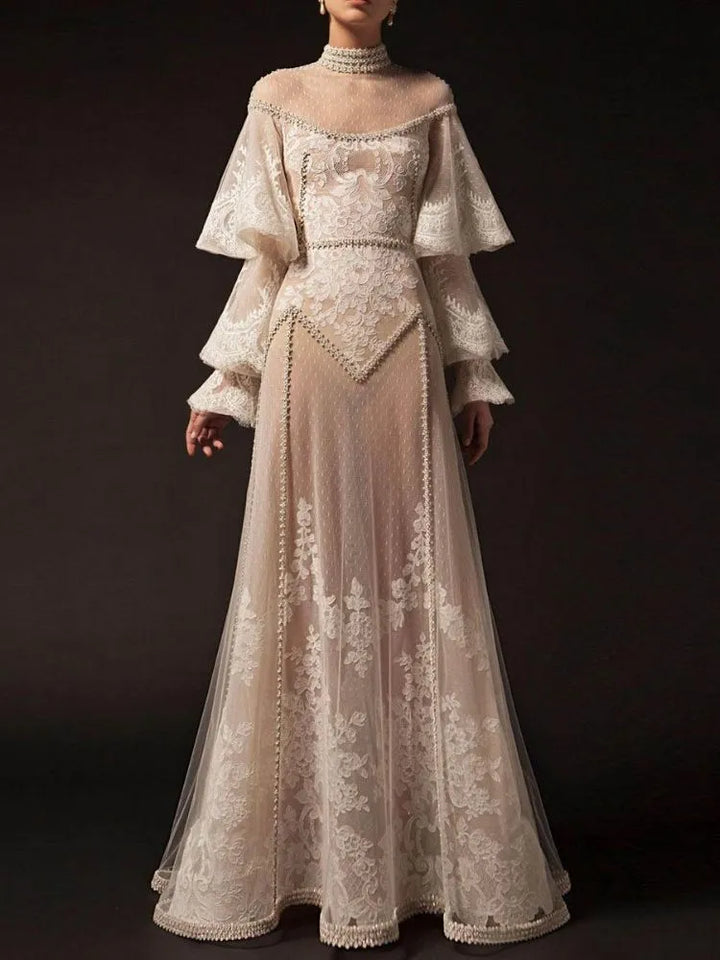 Laced princess dress with ruffled sleeves _ ODD- SUREE