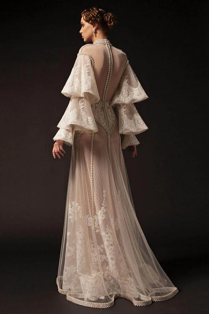 Laced princess dress with ruffled sleeves _ ODD- SUREE