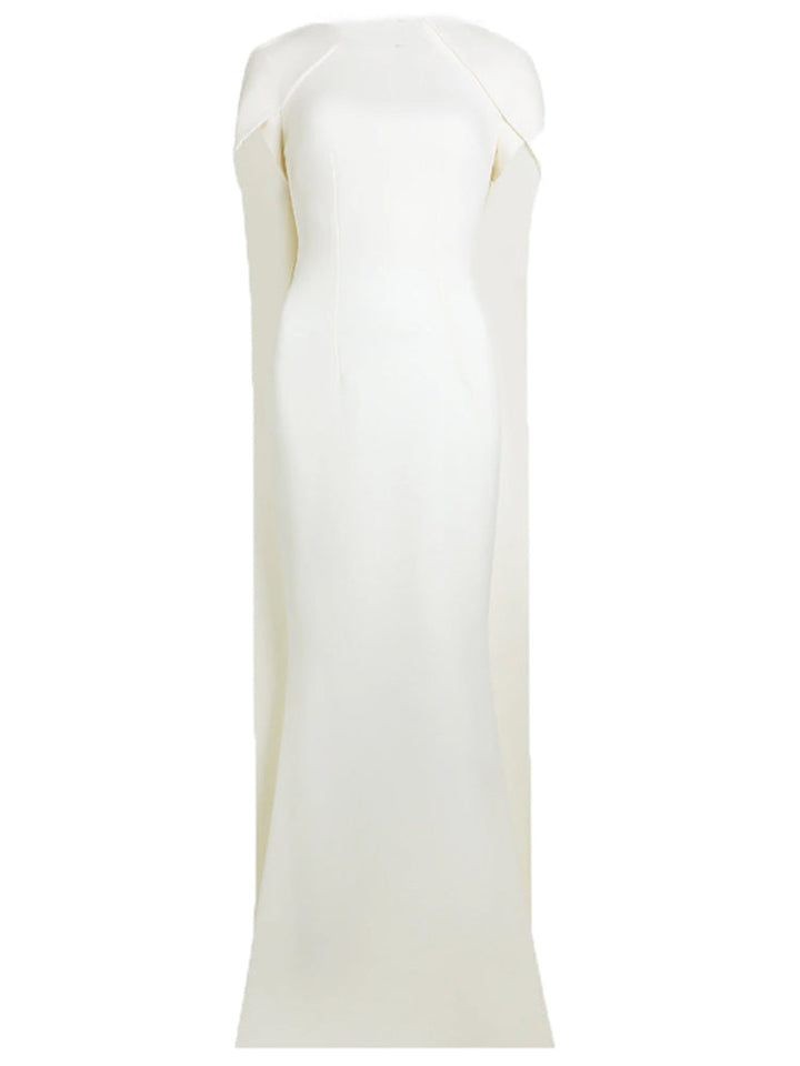 cape-sleeve column gown in ivory – Thuna