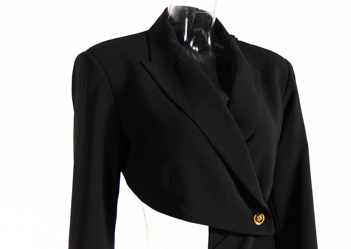 asymmetrical tailored blazer dress with pin detail - Abheera