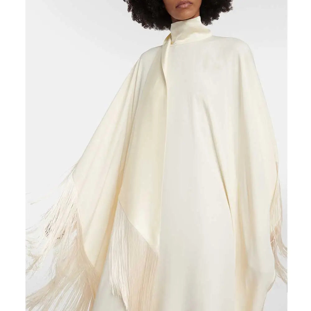 fringed kaftan gown with tie-neck – ODD- Sushali