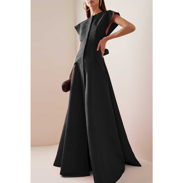 cap-sleeve gown with waist sash – ODD- VIVIEN