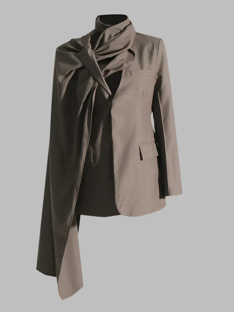 tailored blazer with draped maxi cape - Shevte