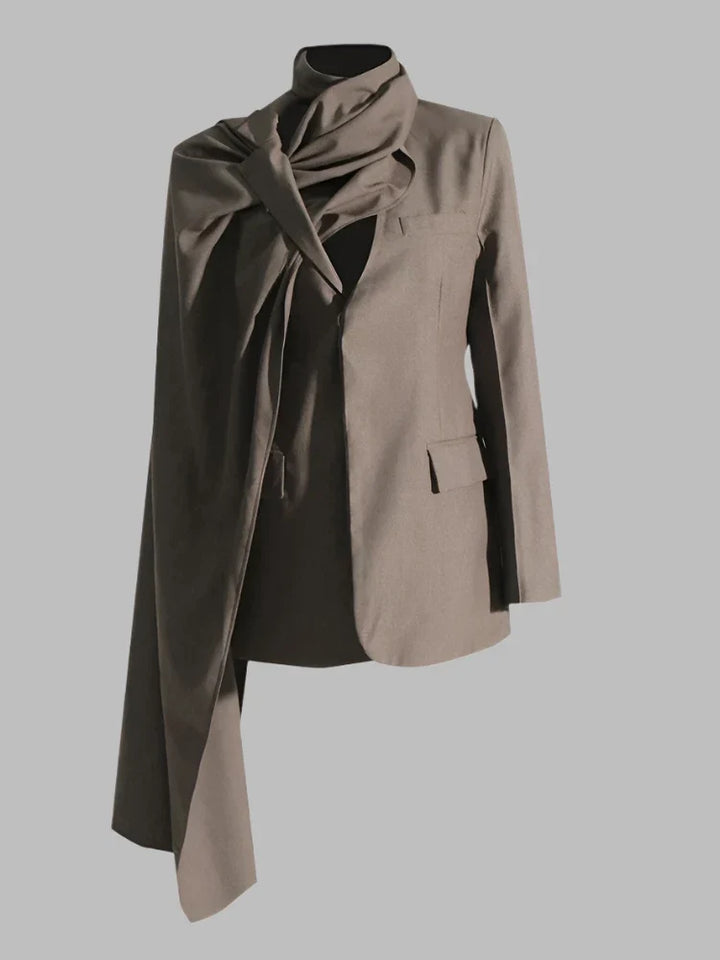 tailored blazer with draped maxi cape - Shevte