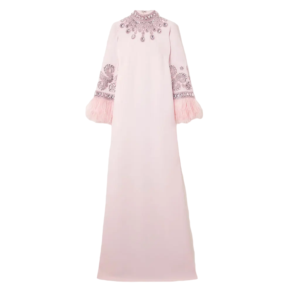 embellished-feather cuff kaftan – Zykeria-1