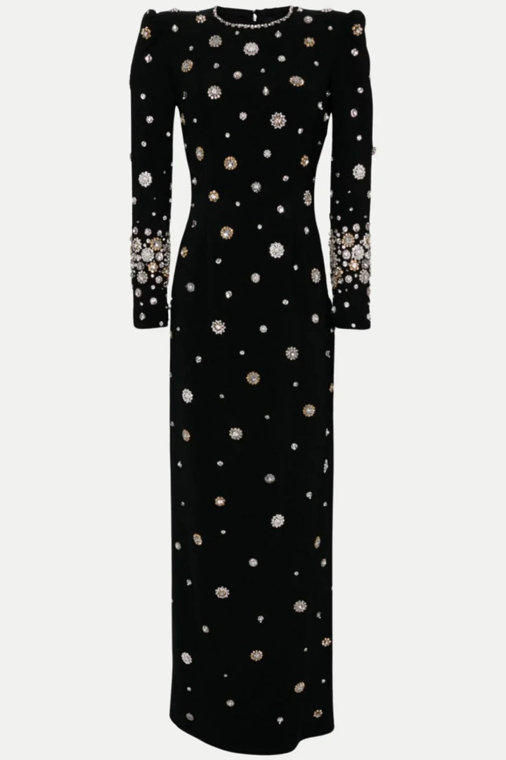 embellished long-sleeve gown with crystal accents – Joreen