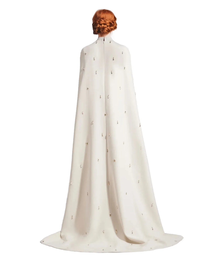High-neck column gown with embellished cape – Zonia-1