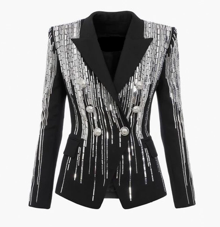 sequin-embellished double-breasted blazer – Rhyan