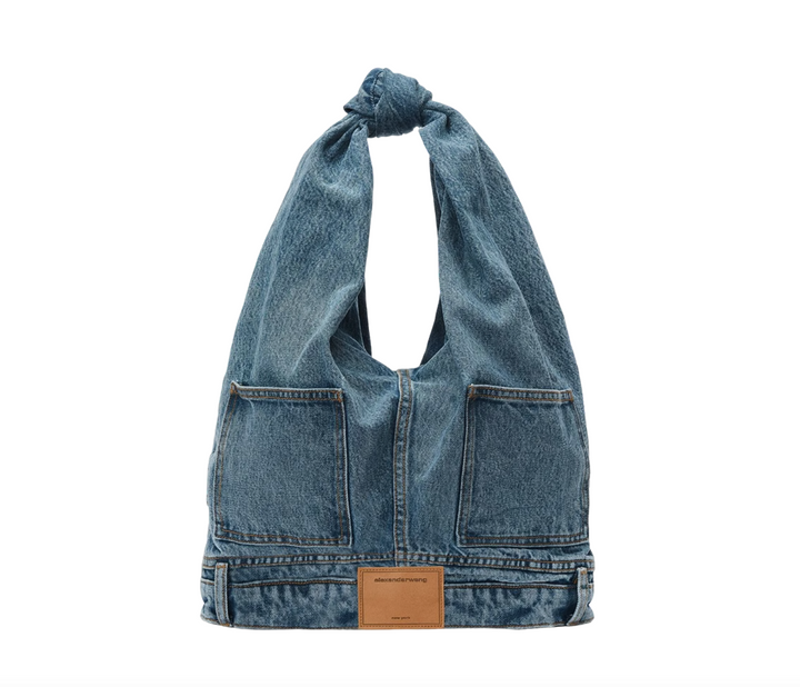 denim knot-handle shoulder bag - Tehzeeb