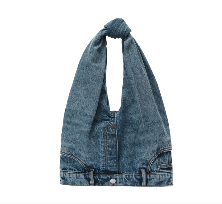 denim knot-handle shoulder bag - Tehzeeb